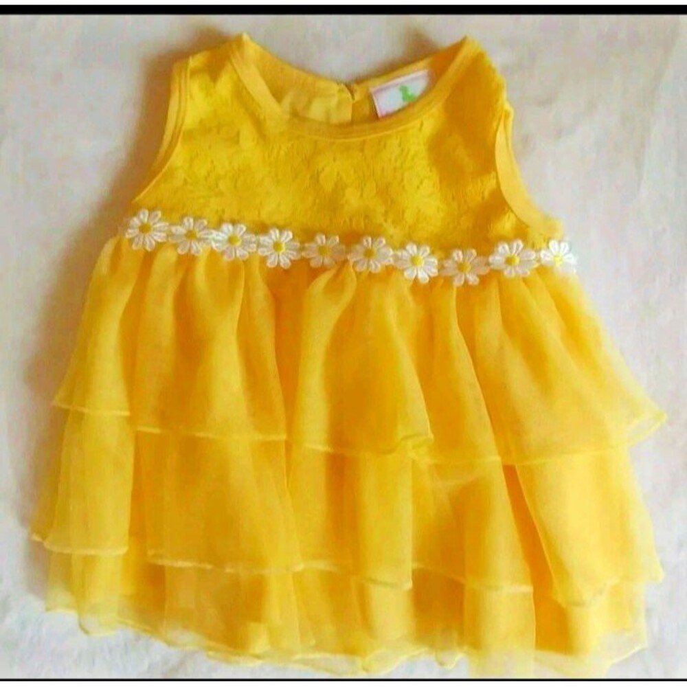dress 18 month girls Duck Duck Goose yellow lace sleeveless infant wear baby
